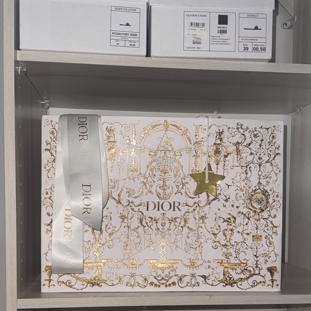 Dior White and Gold Decorative Bag with Ribbon and Charm